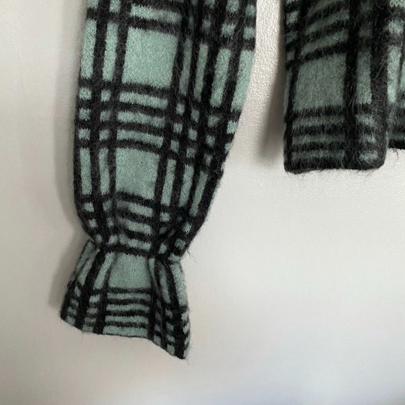 ZARA wool mohair sweater NWT green black S ruffle shoulder soft - Picture 7 of 13